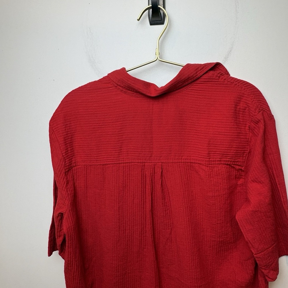 J. Crew Popover Shirt Oversized Gauze Red Tunic Pullover Sz  XXS ‎ Cotton BX628 - Picture 9 of 9